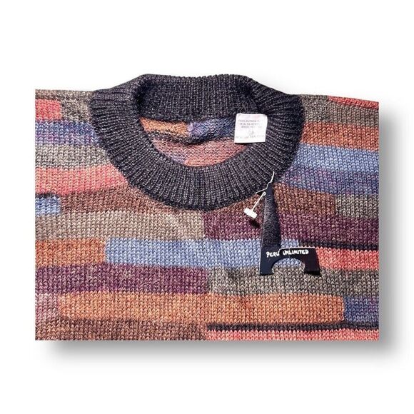 Peru Unlimited M Alpaca Wool Sweater Multicolor Pullover Soft Knit Retro NWT - Picture 7 of 8